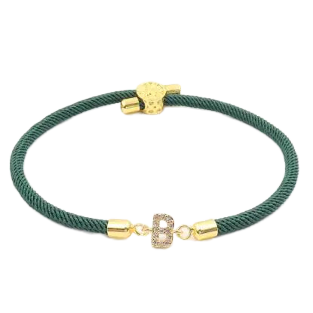 Bracelet Initiale Dorée – Leafy